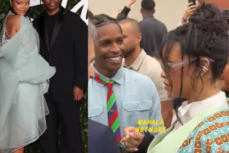 Rihanna Couldn't Resist Fixing A$AP Rocky's Outfit — Even in the Middle of a Conversation