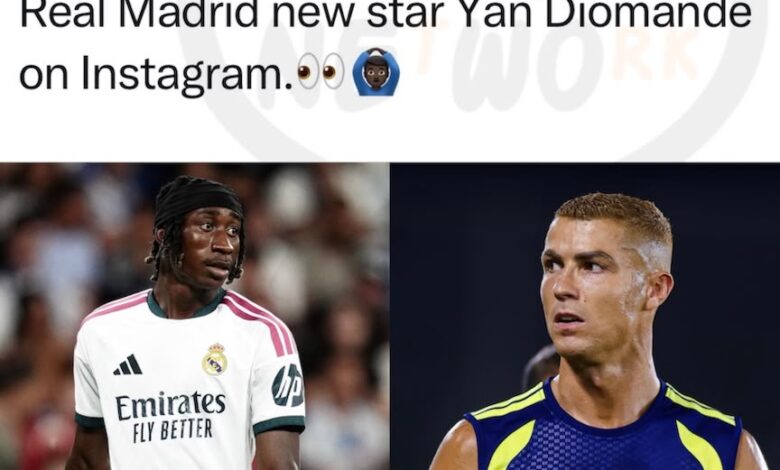 Ronaldo Follows Yan Diomande On Instagram After His Real Madrid Debut — The Boy Who Once Wrote “Cristiano 7” On A Plain Shirt