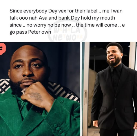 "The Time Will Come, E Go Pass Peter Own" — Davido Teases He Has His Own Label Wahala To Spill