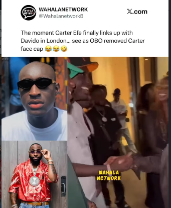 Promise Kept: Carter Efe Finally Links Up With Davido In London
