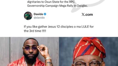"Gather Jesus' 12 Disciples, O Ma LULE For The 3rd Time" — Davido Trolls APC's Osun Mega Rally Ahead Of Saturday's Election