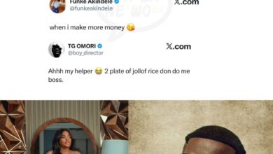 “2 Plate Of Jollof Rice Don Do Me Boss” — TG Omori’s Playful Response To Funke Akindele Has Twitter In Stitches