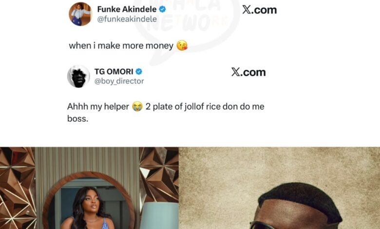 “2 Plate Of Jollof Rice Don Do Me Boss” — TG Omori’s Playful Response To Funke Akindele Has Twitter In Stitches