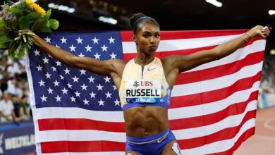 Masai Russell breaks Amusan’s hurdles record in Zurich