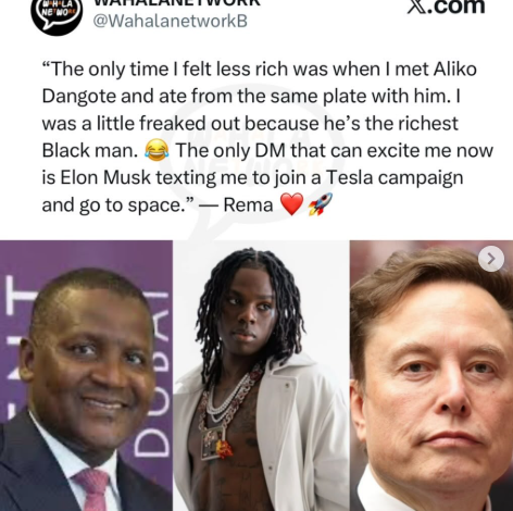 "The Richest Black Man Made Me Feel Broke": Rema Opens Up About His Humbling Encounter With Dangote